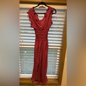 Max Studio Red and White Romper
